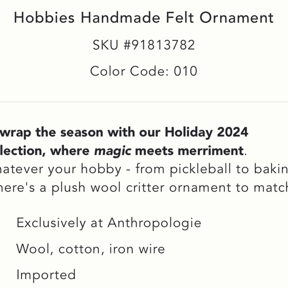 Anthropologie Hobbie Handmade Felt Ornaments Teachers NWT - Picture 4 of 11